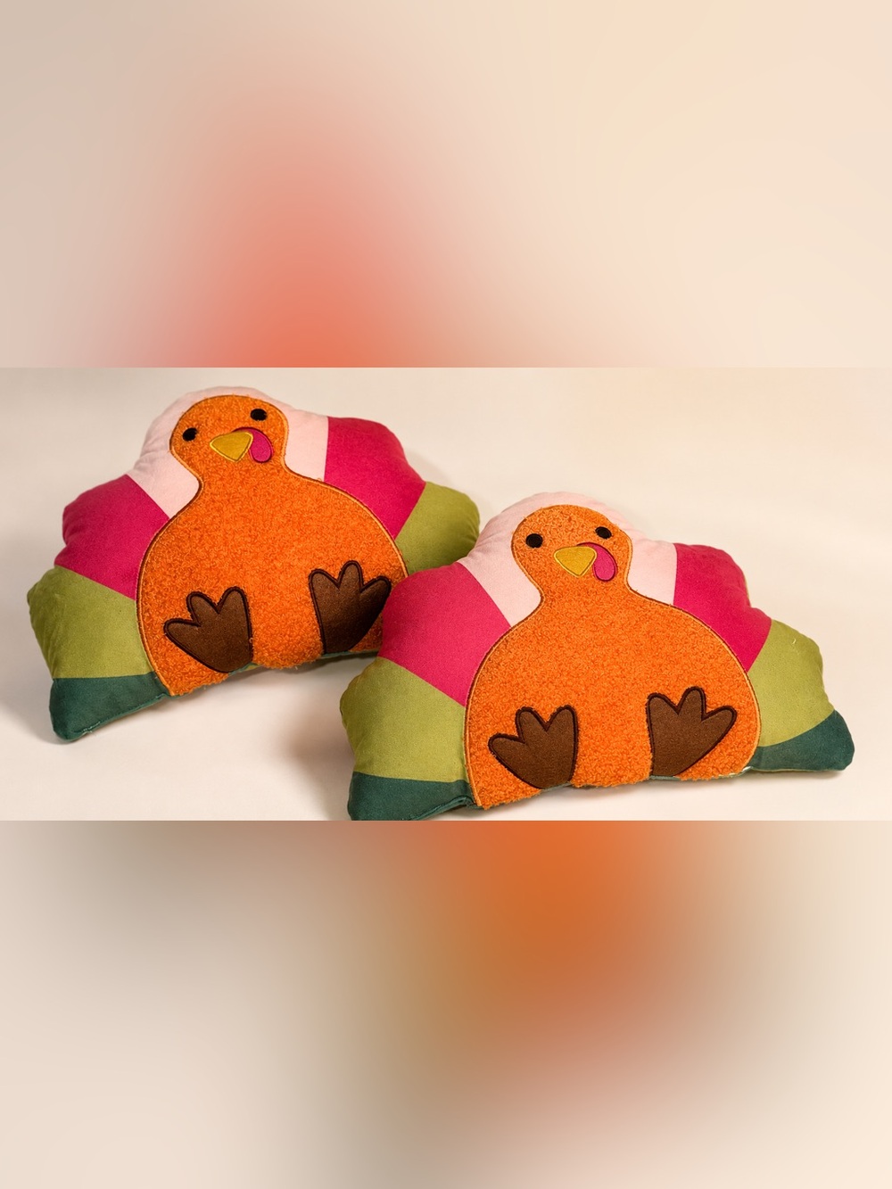 Plush Turkey Accent Pillows - Set of 2 - NWT